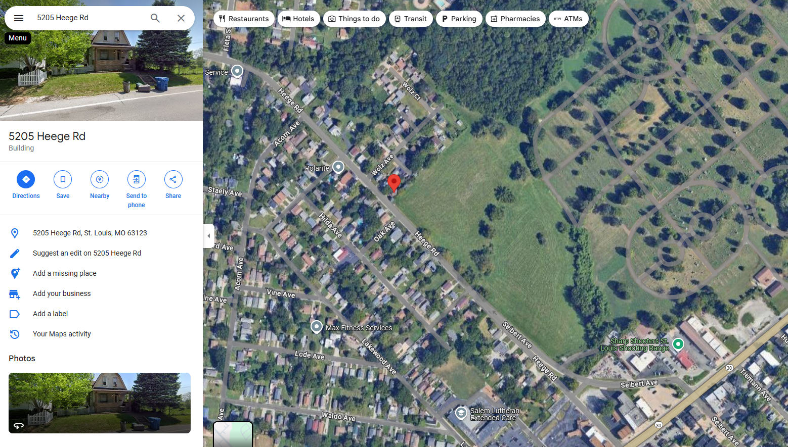 Wider map of the Heege Road and Acorn Avenue neighborhood described in the memoir.